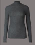 Marks & Spencer Thermal Long Sleeve Top With Cashmere Grey