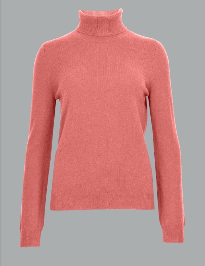 Marks & Spencer Pure Cashmere Roll Neck Jumper Terracotta