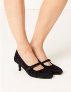 Marks & Spencer Suede Kitten Heel Court Shoes Navy