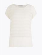 Marks & Spencer Striped Jersey Short Sleeve T-shirt Cream
