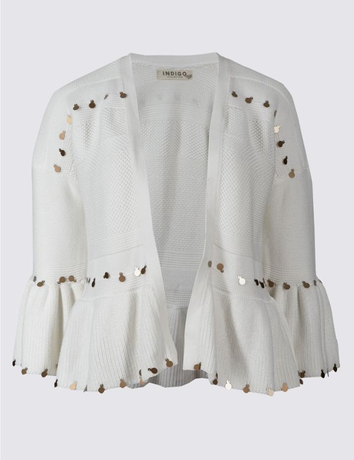 Marks & Spencer Pure Cotton Textured Boho Cardigan Ivory