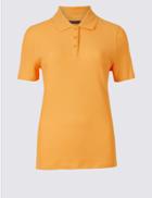 Marks & Spencer Pure Cotton Short Sleeve Polo Shirt Clementine