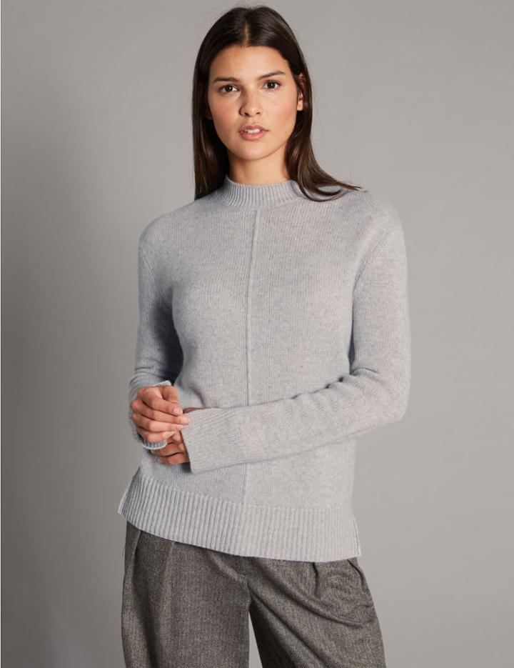 Marks & Spencer Pure Cashmere Split Cuff Turtle Neck Jumper Grey Marl