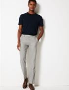 Marks & Spencer Slim Fit Linen Blend Flat Front Trousers Grey