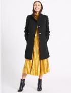 Marks & Spencer Waist Stitch Detail Coat Black