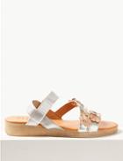 Marks & Spencer Leather Two Band Sandals Silver