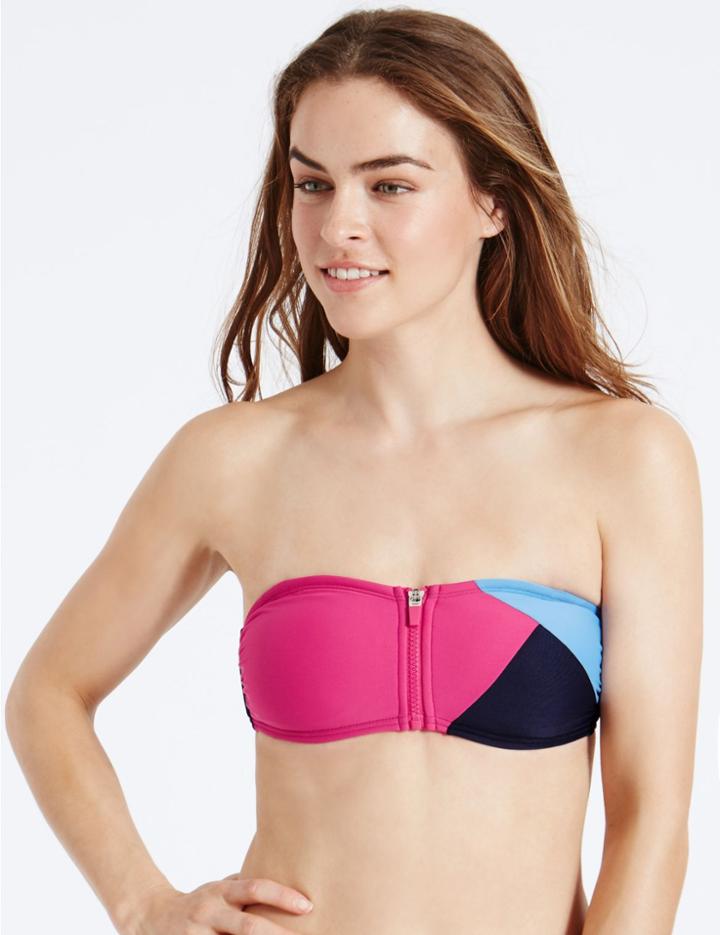 Marks & Spencer Colour Block Bandeau Bikini Top Blue Mix