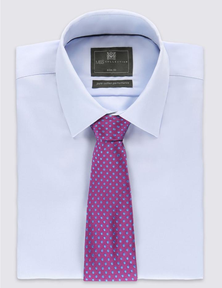 Marks & Spencer Pure Silk Spotted Tie Pink Mix