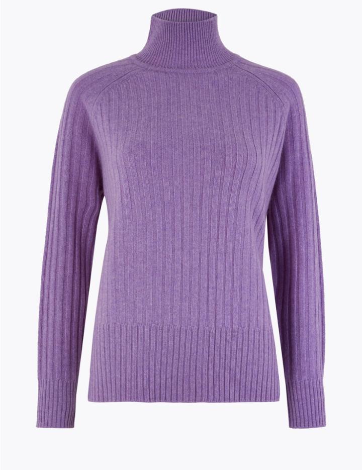 Marks & Spencer Pure Cashmere Turtle Next Jumper Mauve