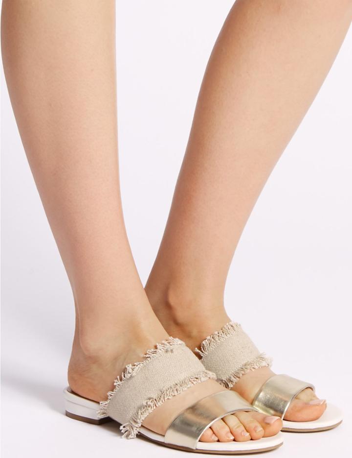 Marks & Spencer Two Band Slide Mule Sandals Neutral