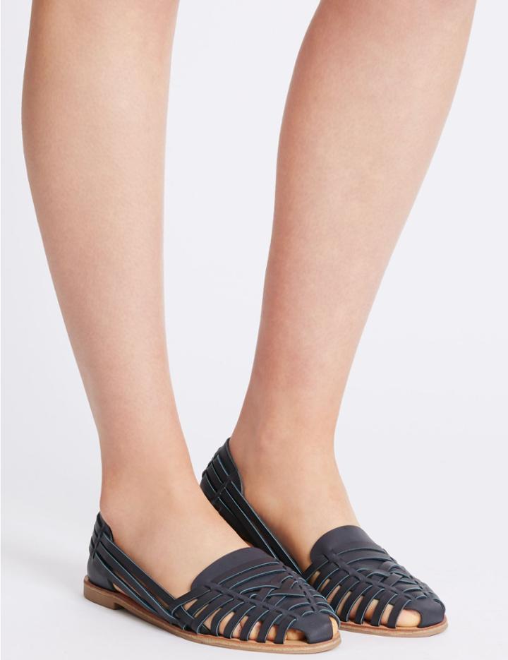 Marks & Spencer Woven Flat Sandals Navy