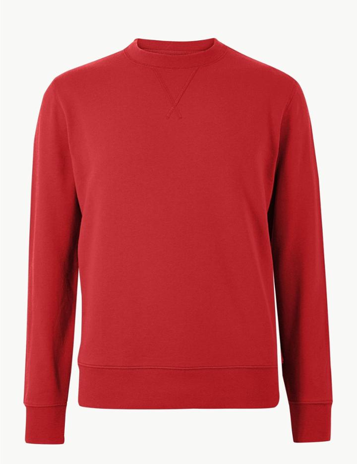 Marks & Spencer Pure Cotton Crew Neck Sweatshirt Flame