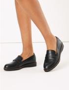 Marks & Spencer Leather Flatform Loafers Black