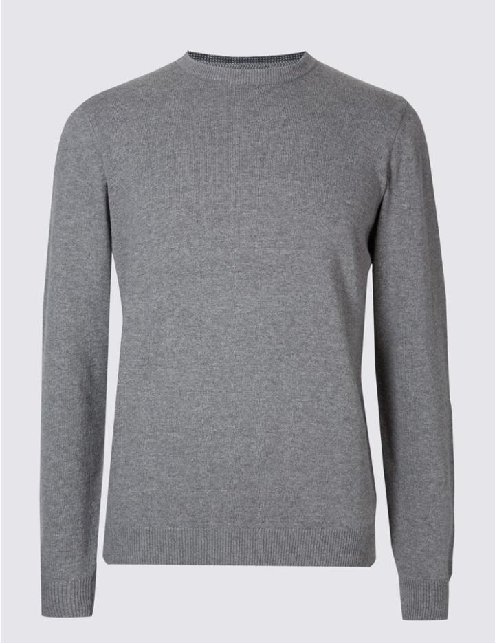Marks & Spencer Pure Cotton Jumper Medium Grey