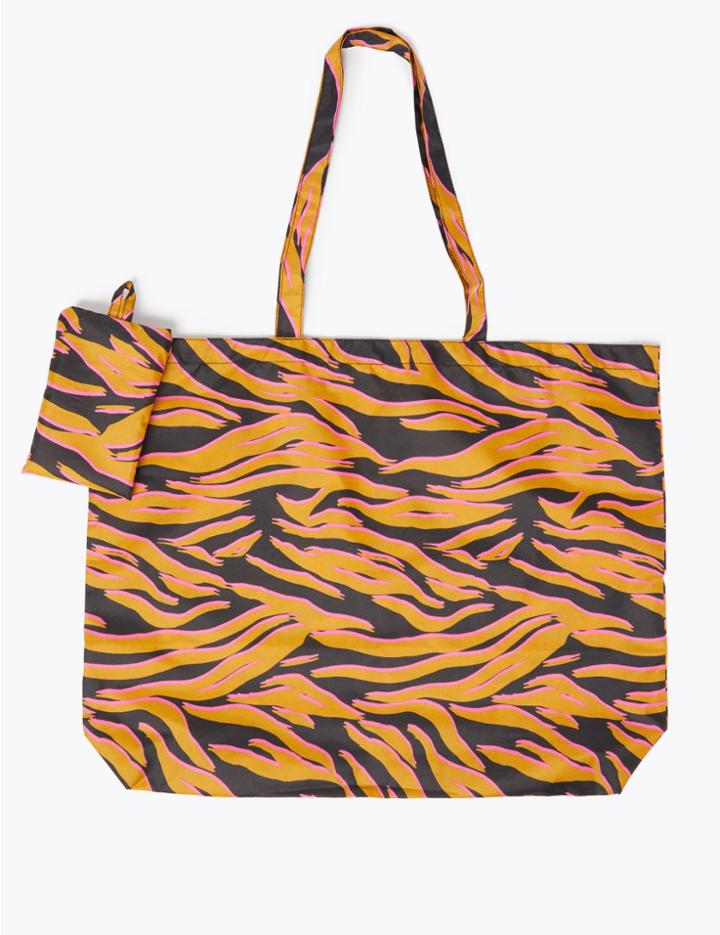 Marks & Spencer Animal Print Packable Shopper Orange Mix