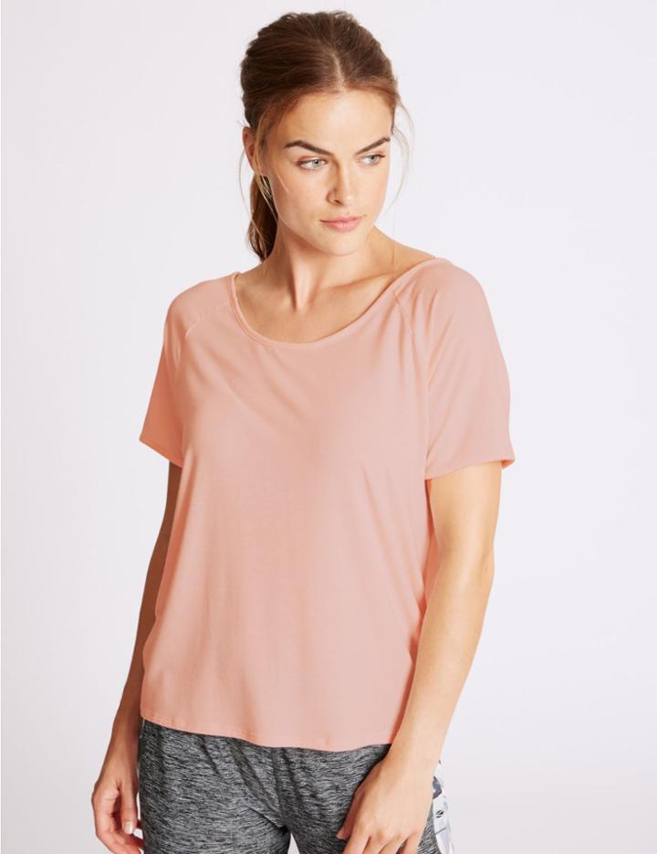 Marks & Spencer Modal Blend Short Sleeve T-shirt Light Rose