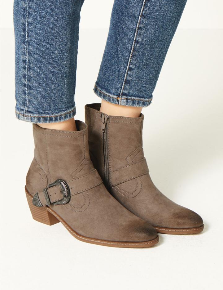 Marks & Spencer Almond Toe Ankle Boots Mink