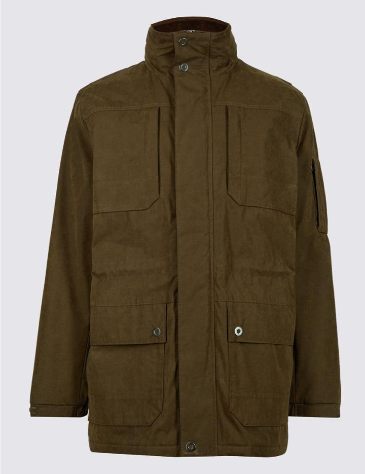 Marks & Spencer Cotton Blend Jacket With Stormwear&trade; Olive
