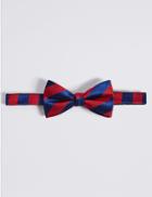 Marks & Spencer Pure Silk Striped Bow Tie Red Mix