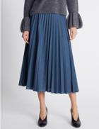 Marks & Spencer Pleated A-line Skirt Navy Mix