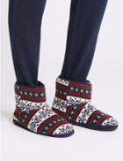 Marks & Spencer Fairisle Slipper Boots With Freshfeet&trade; Navy Mix
