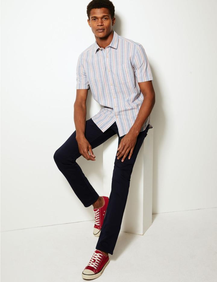 Marks & Spencer Skinny Fit Cotton Jeans With Stretch Navy