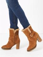 Marks & Spencer Suede Hiker Block Heel Ankle Boots Camel