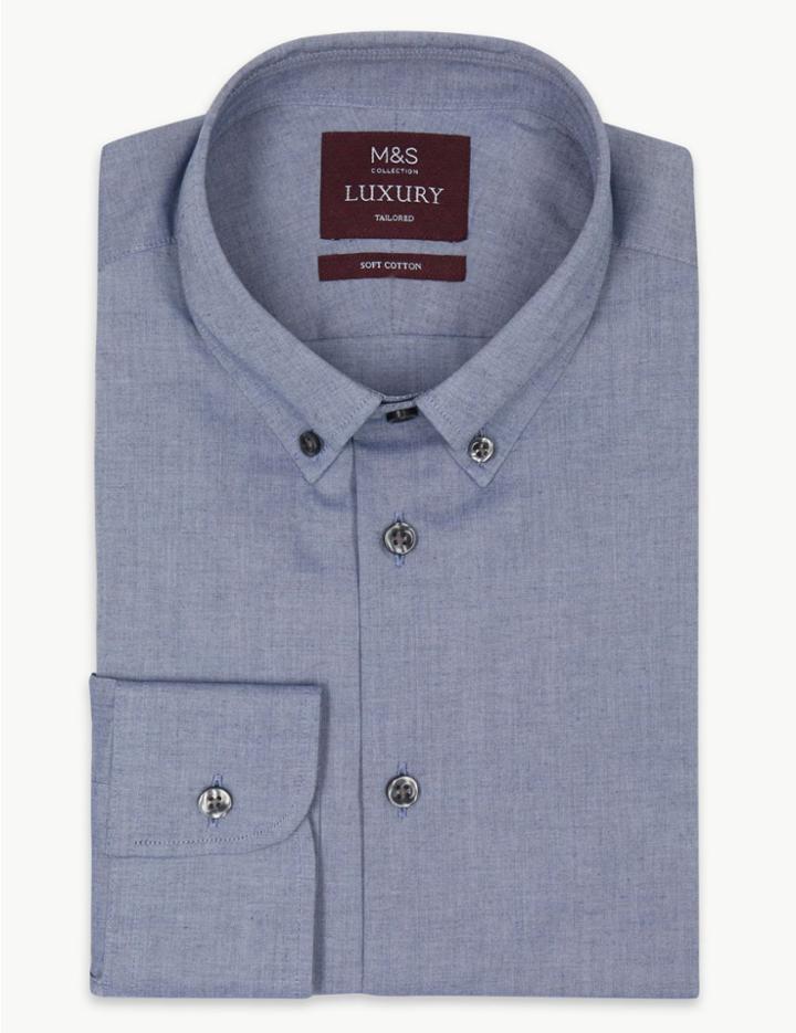 Marks & Spencer Pure Cotton Tailored Fit Shirt Denim