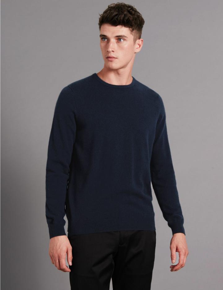 Marks & Spencer Pure Cashmere Crew Neck Jumper Navy