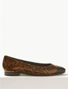 Marks & Spencer Leather Animal Print Almond Toe Ballet Pumps Black Mix