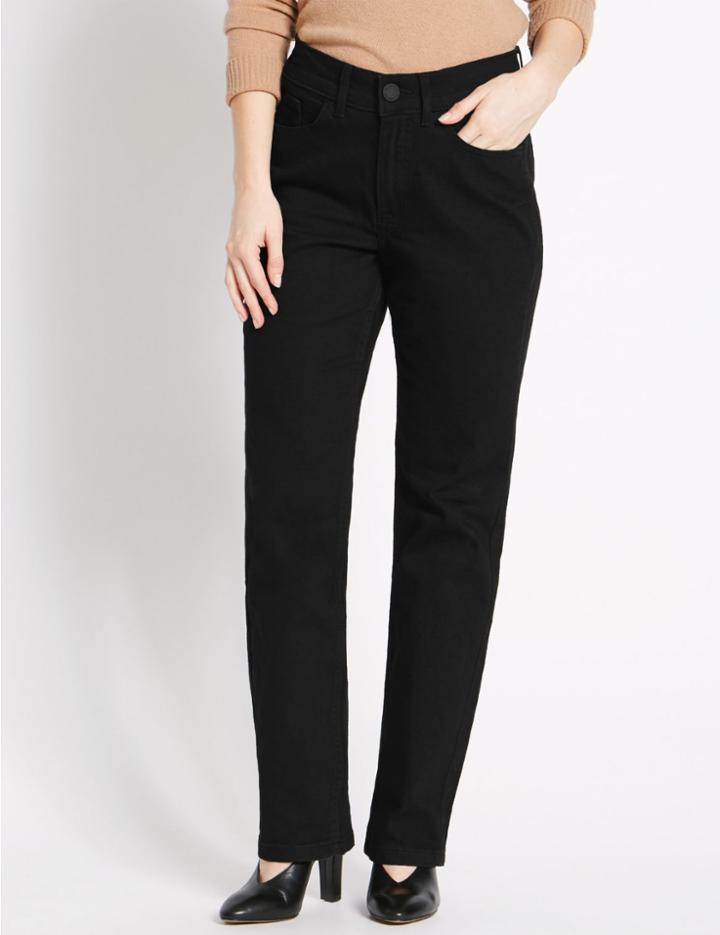 Marks & Spencer Petite Mid Rise Straight Leg Jeans Black