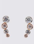 Marks & Spencer Sterling Silver Cascade Drop Earrings With Rose Gold Plating & Cubic Zirconia Rose Mix