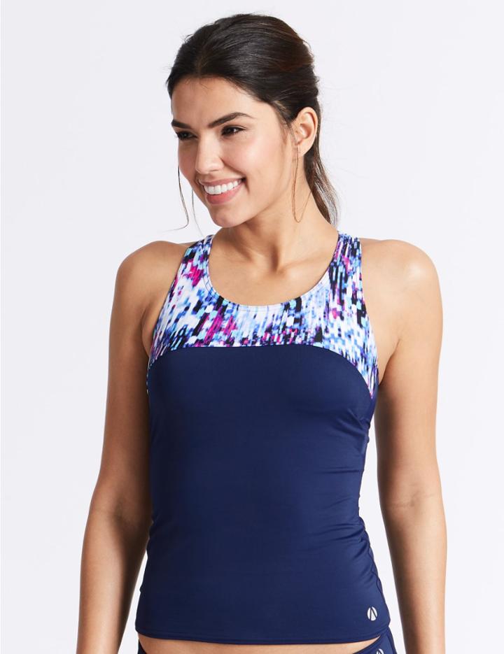 Marks & Spencer Speckled Printed Tankini Top Navy Mix