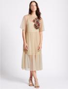Marks & Spencer Embellished Spot Half Sleeve Tunic Dress Blush