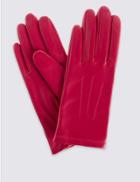 Marks & Spencer Leather Stitch Detail Gloves Bright Pink