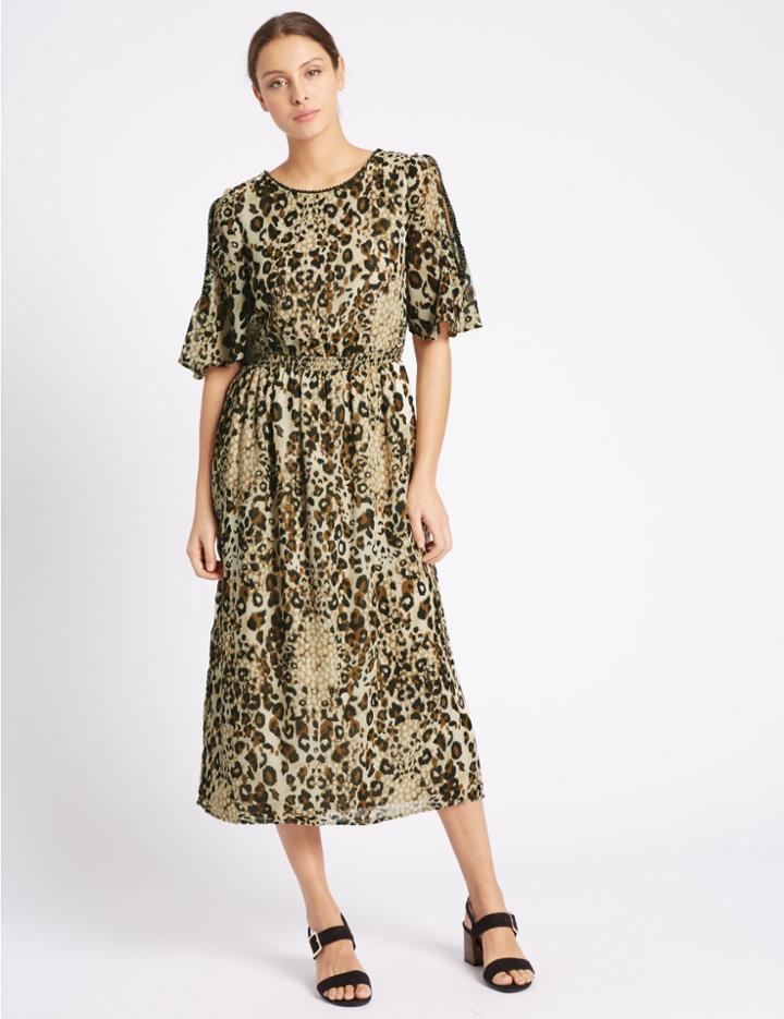 Marks & Spencer Animal Print Shift Dress Black Mix