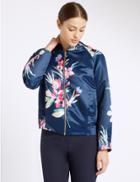 Marks & Spencer Floral Print Satin Bomber Jacket Navy Mix