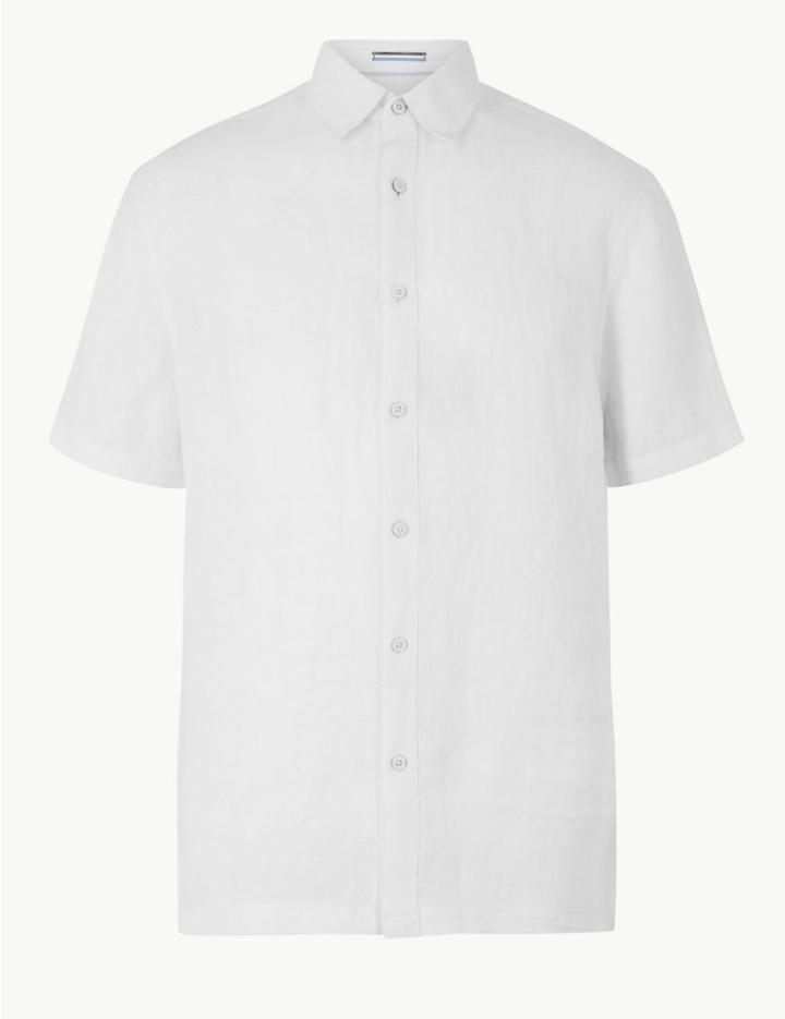 Marks & Spencer Pure Linen Relaxed Fit Shirt White
