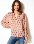 Marks & Spencer Oversized Printed Blouson Sleeve Blouse Coral Mix