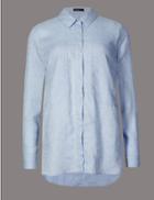 Marks & Spencer Pure Linen Long Sleeve Shirt Chambray
