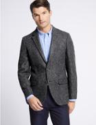 Marks & Spencer Pure Wool Textured Tailored Fit Jacket Charcoal