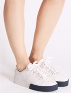 Marks & Spencer Leather Lace-up D-ring Trainers White
