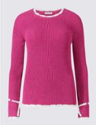 Marks & Spencer Pure Cotton Contrasting Edge Jumper Pink