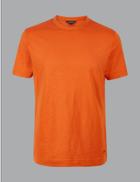 Marks & Spencer Supima&reg; Cotton Crew Neck T-shirt Orange
