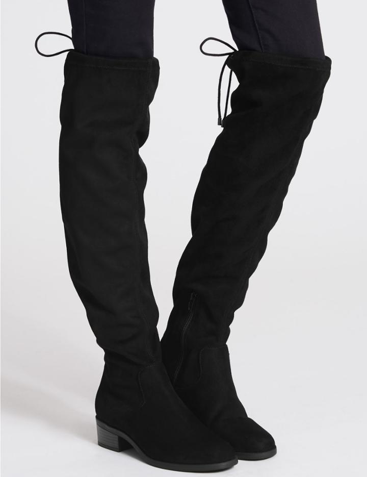 Marks & Spencer Block Heel Over The Knee Boots Black
