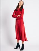 Marks & Spencer Longline Long Sleeve Shirt Dress Red