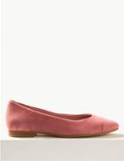 Marks & Spencer Suede Almond Toe Ballet Pumps Blush