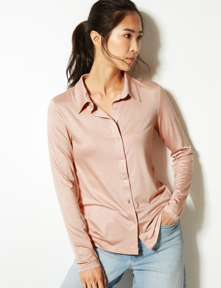 Marks & Spencer Long Sleeve Regular Fit Shirt Blush