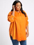 Marks & Spencer Curves Pure Linen 3/4 Sleeve Shirt Orange