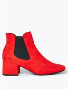 Marks & Spencer Block Heel Square Toe Chelsea Boots Red